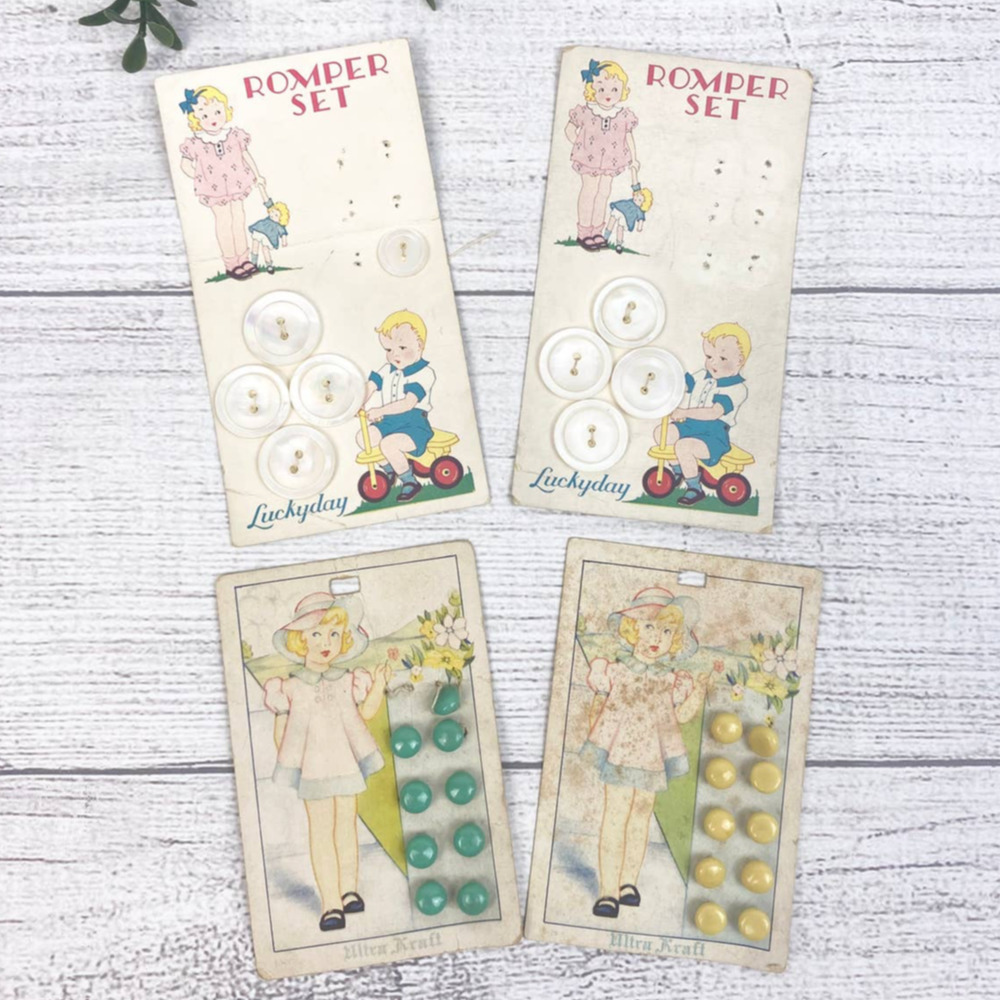 Vintage LUCKYDAY Made in USA Romper Button Sets